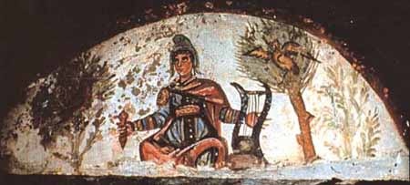 Christ as Orpheus (Rome: Catacombs of Peter and Marcellus, 4th cent.)