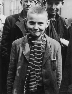An unidentified child survivor from Dachau